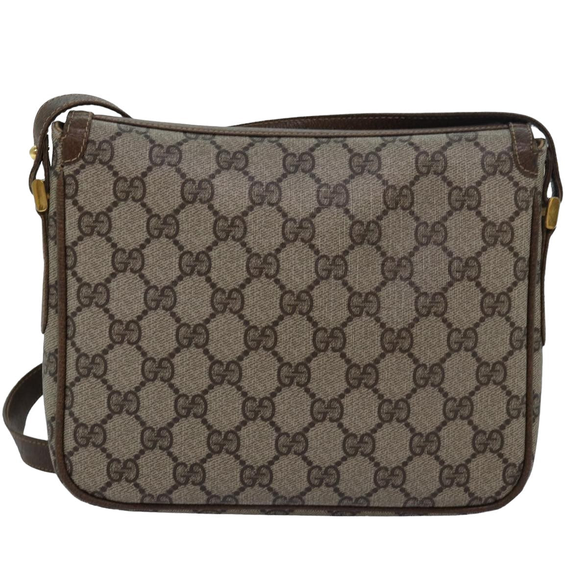 GUCCI GG Canvas Web Sherry Line Shoulder Bag PVC Leather Beige Green 83285