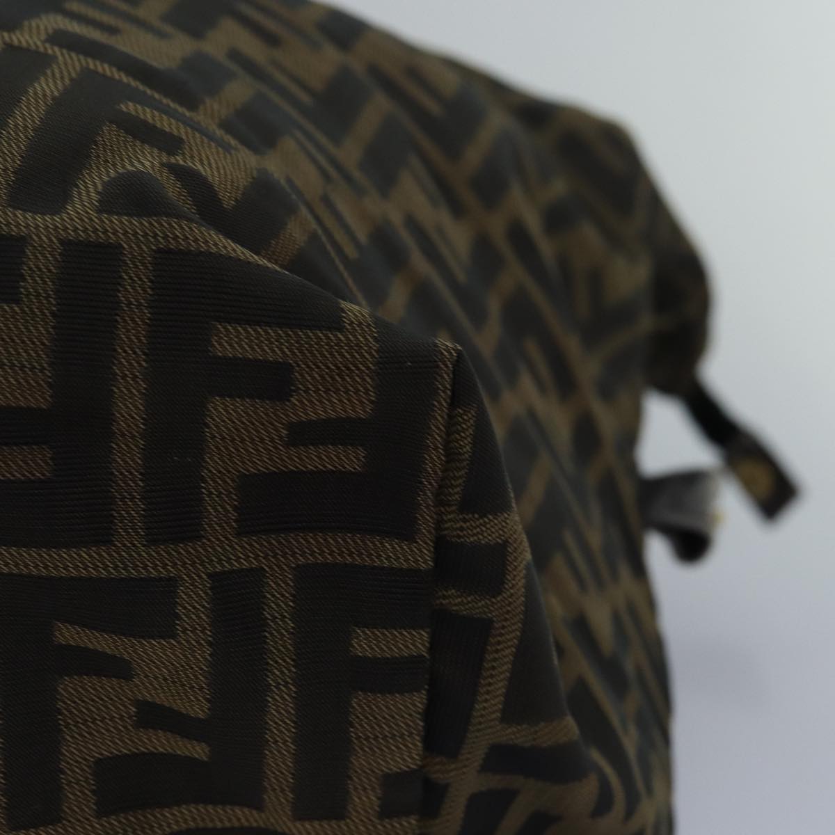 FENDI Zucca Canvas Boston Bag Brown Black 83296