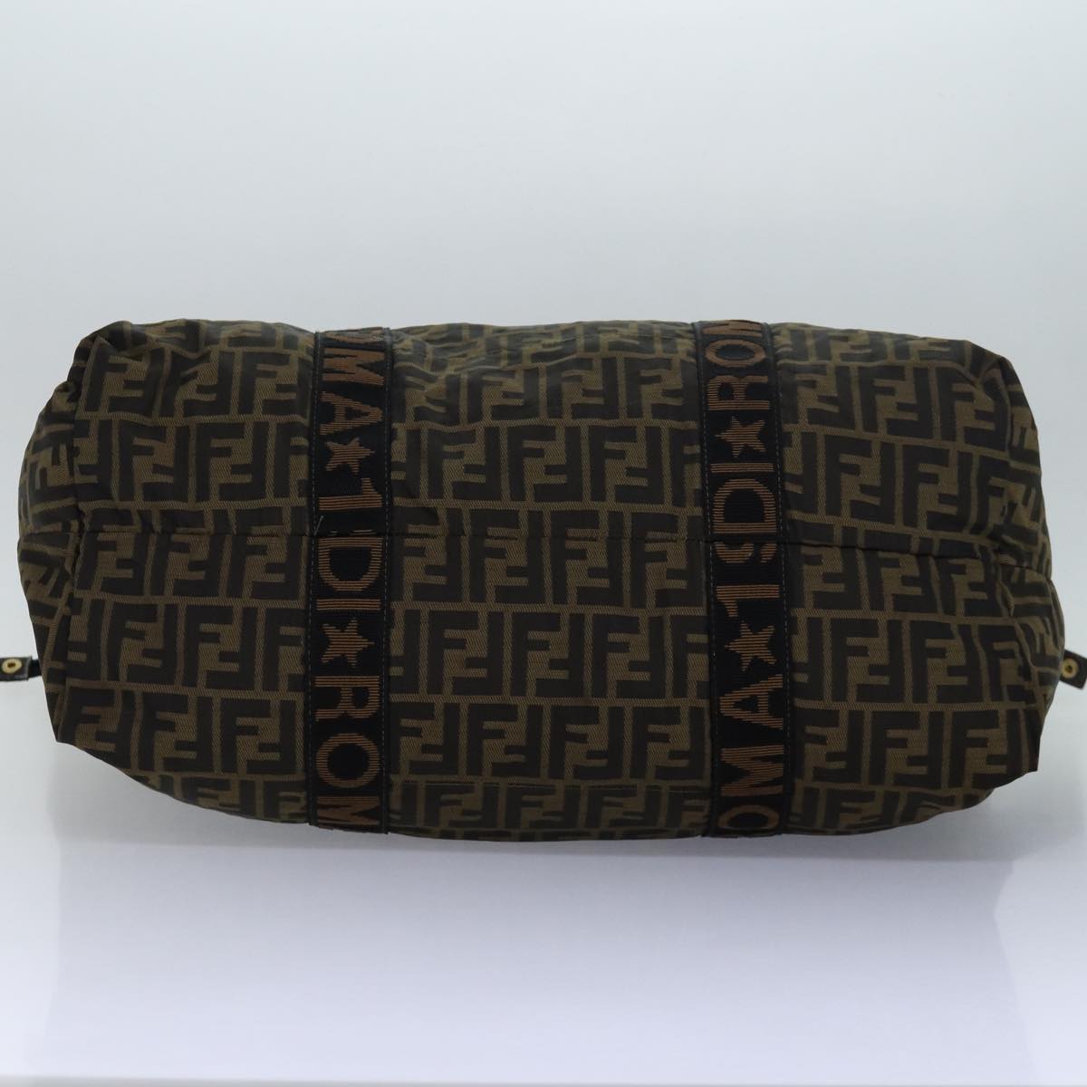 FENDI Zucca Canvas Boston Bag Brown Black 83296