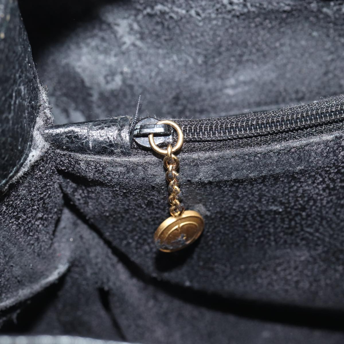 GUCCI Bamboo Hand Bag Suede Black 83299