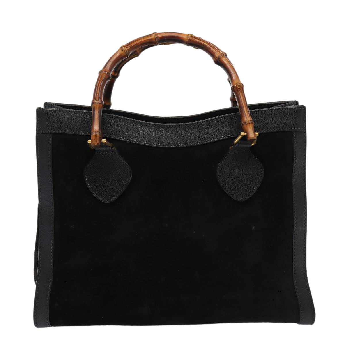 GUCCI Bamboo Hand Bag Suede Black 83299