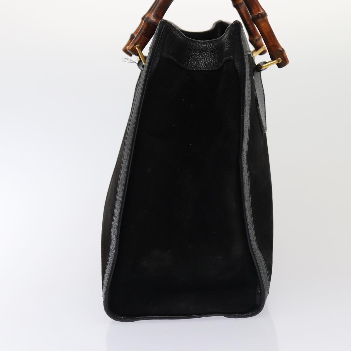 GUCCI Bamboo Hand Bag Suede Black 83299