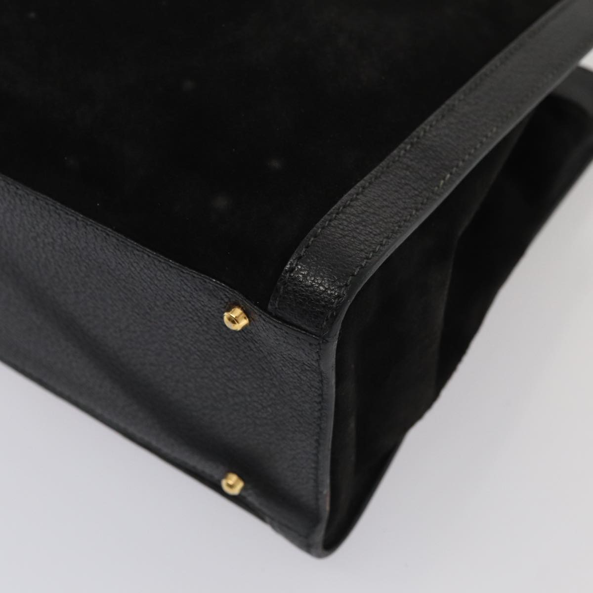 GUCCI Bamboo Hand Bag Suede Black 83299