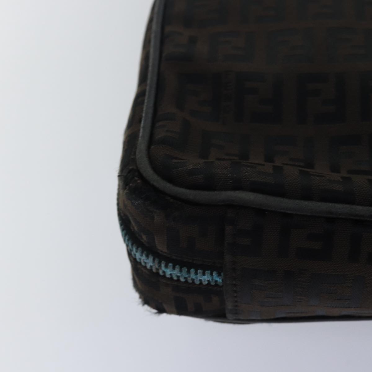FENDI Zucchino Canvas Hand Bag Brown Black 83318