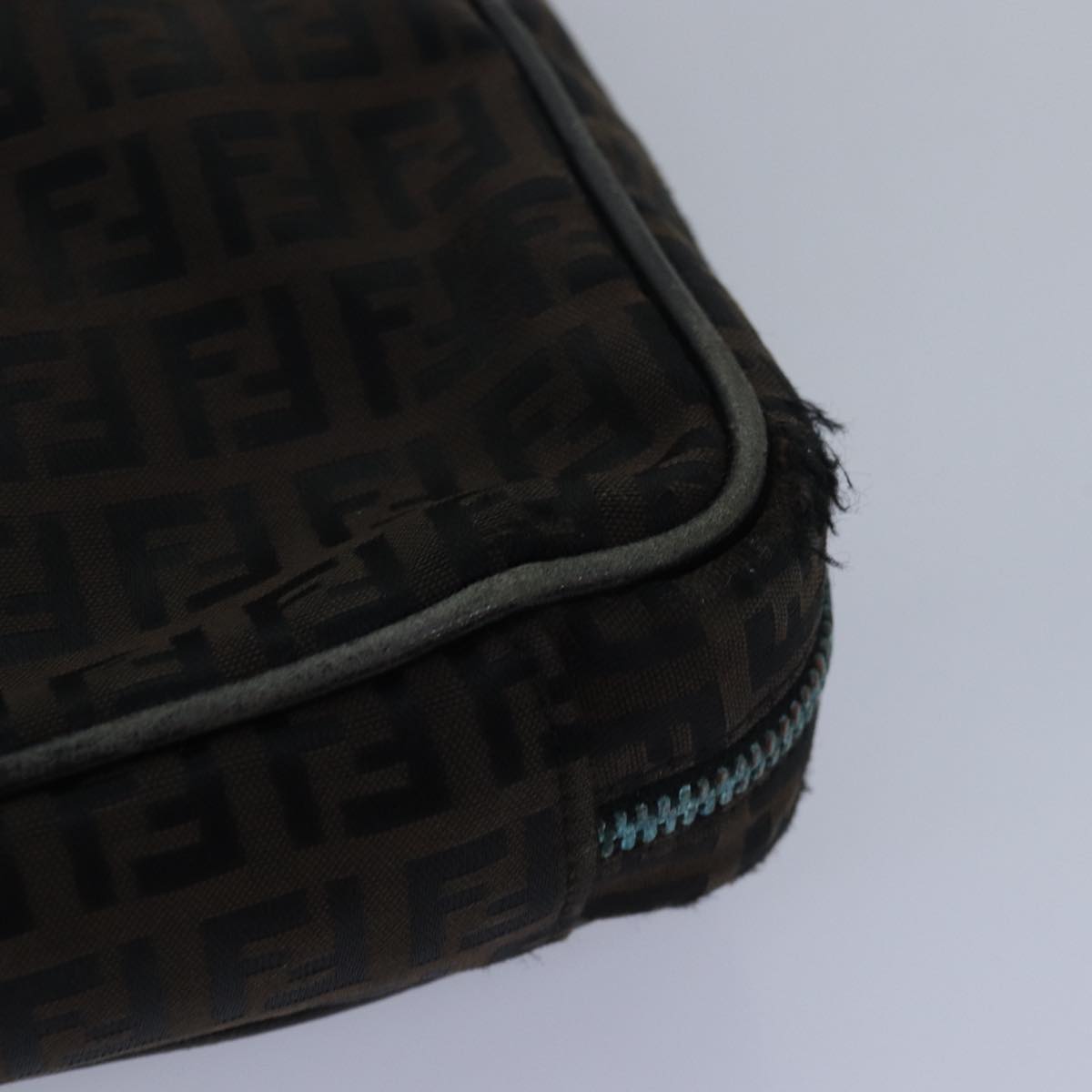 FENDI Zucchino Canvas Hand Bag Brown Black 83318