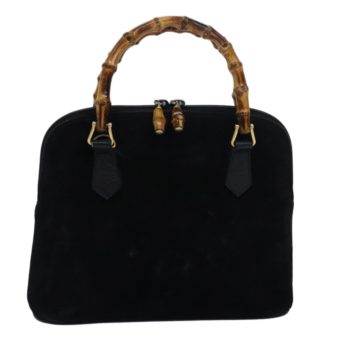GUCCI Bamboo Hand Bag Suede Black 000 1046 0290 83323