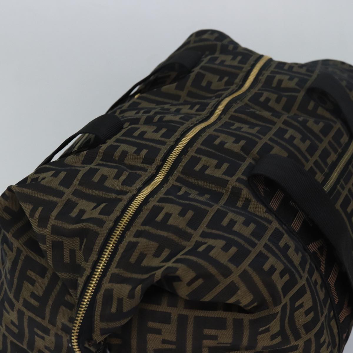 FENDI Zucca Canvas Boston Bag Brown Black 83329