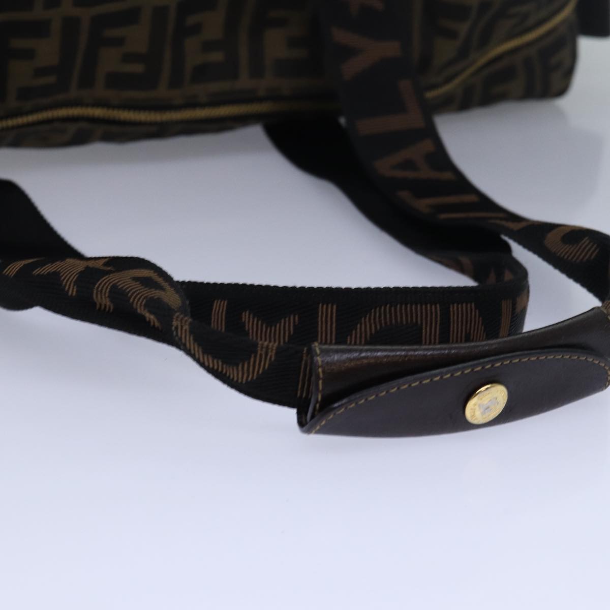 FENDI Zucca Canvas Boston Bag Brown Black 83329