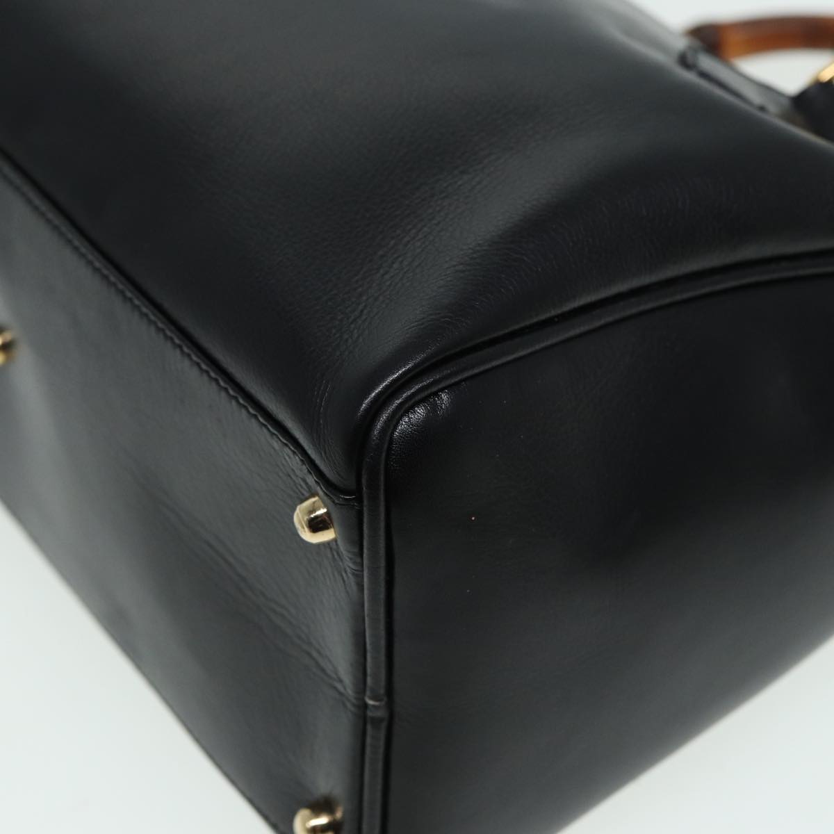 GUCCI Bamboo Hand Bag Leather 2way Black 000 122 0294 83372