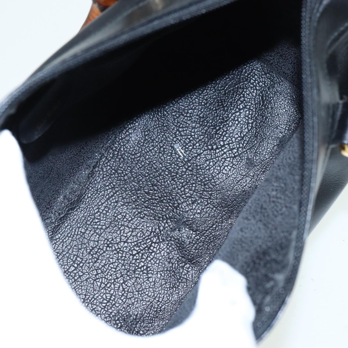 GUCCI Bamboo Hand Bag Leather 2way Black 000 122 0294 83372