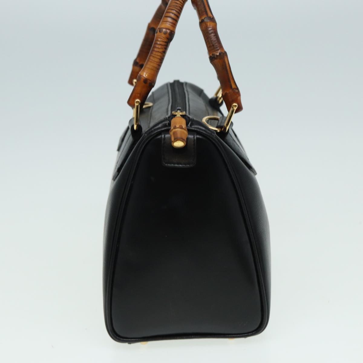 GUCCI Bamboo Hand Bag Leather 2way Black 000 122 0294 83372