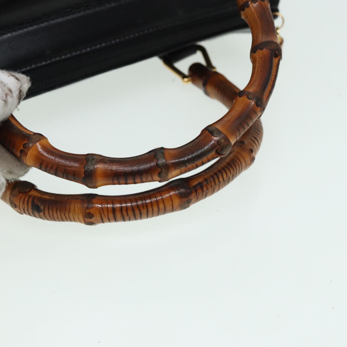 GUCCI Bamboo Hand Bag Leather 2way Black 000 122 0294 83372