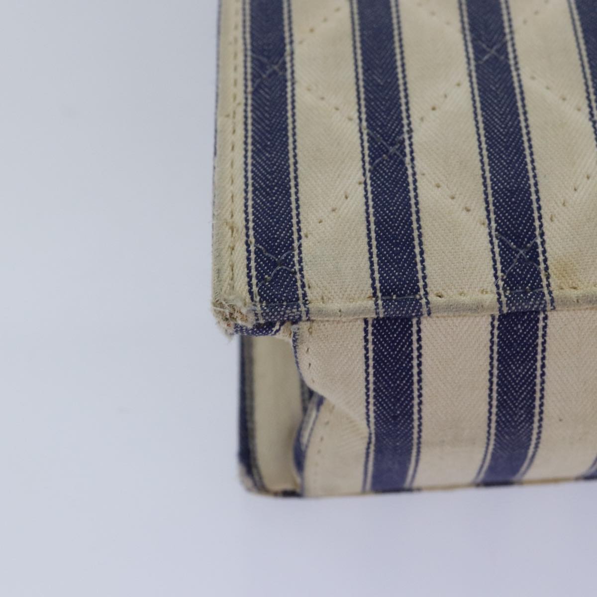 CHANEL Turn Lock Shoulder Bag Canvas Blue CC 83375