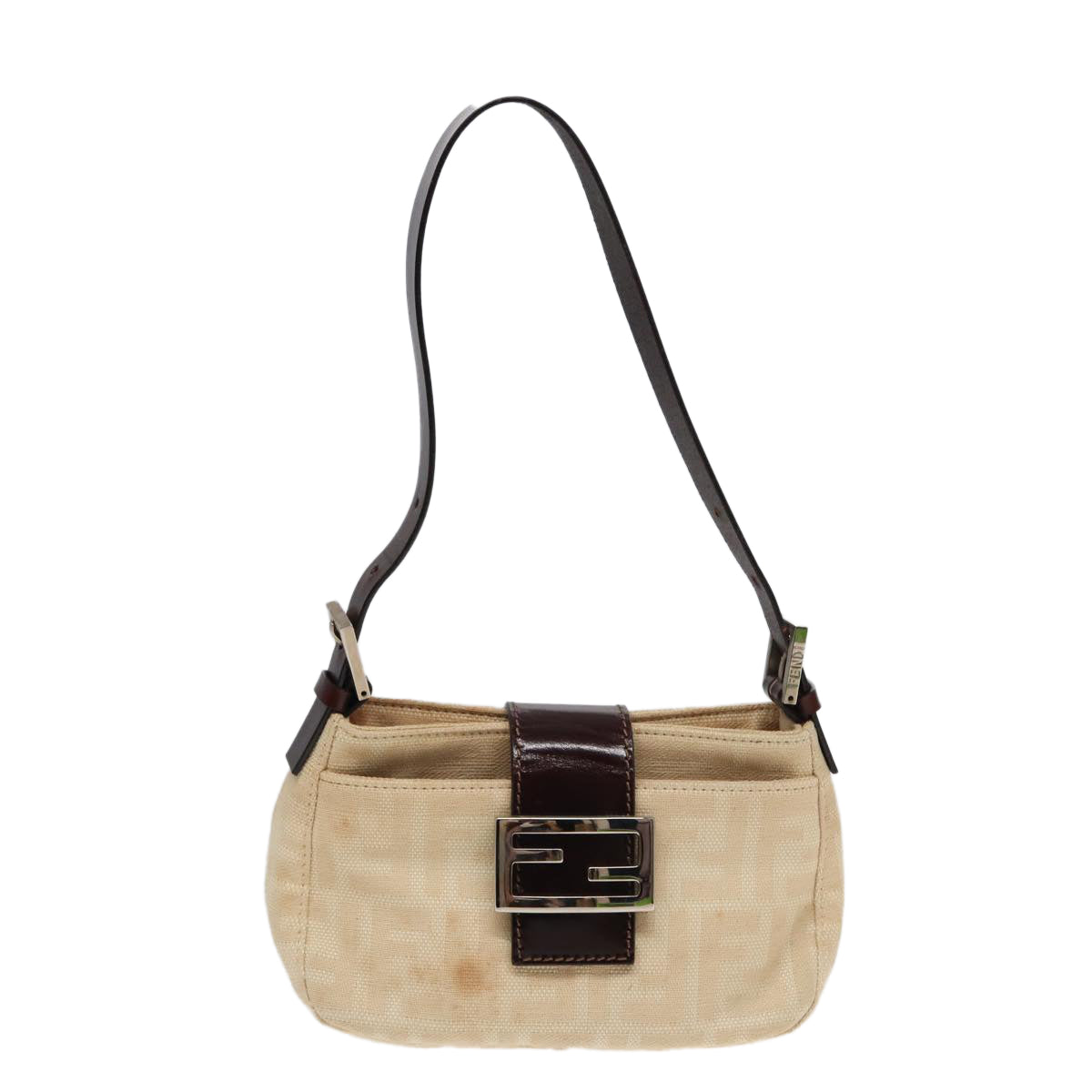 FENDI Zucca Canvas Mamma Baguette Shoulder Bag Beige 83401