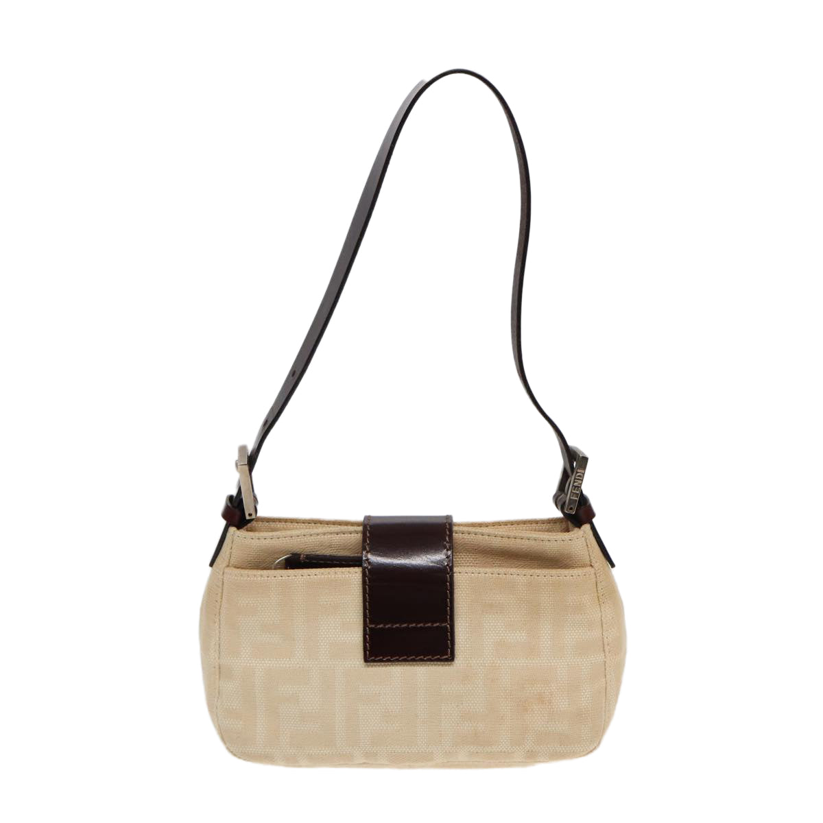 FENDI Zucca Canvas Mamma Baguette Shoulder Bag Beige 83401