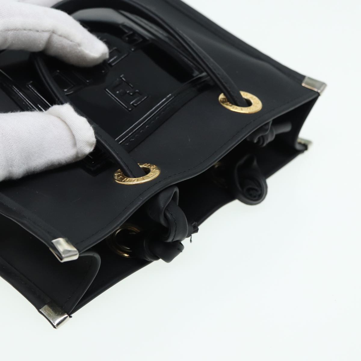 FENDI Hand Pouch Vinyl Black 83410