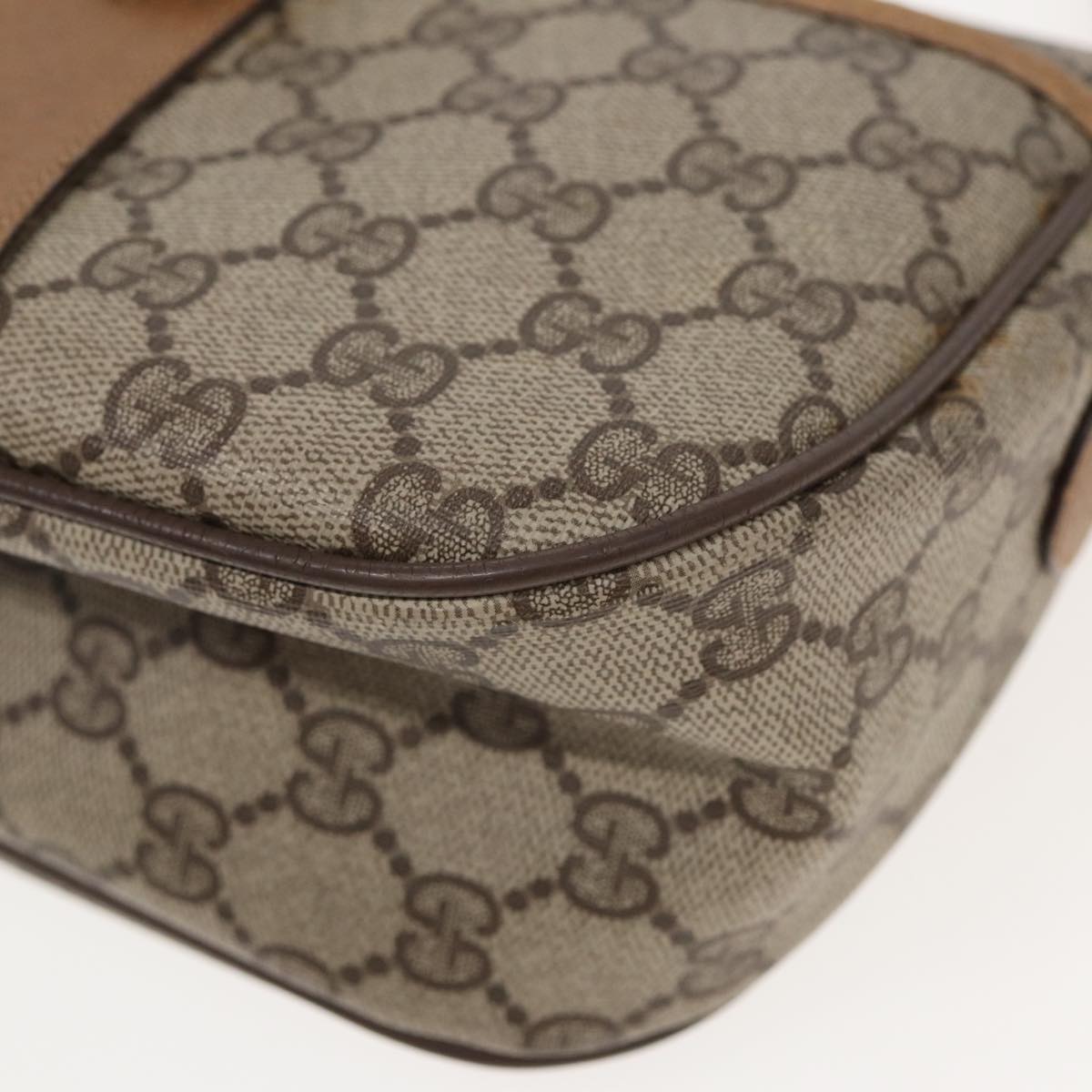GUCCI GG Supreme Web Sherry Line Shoulder Bag PVC Beige Red 89 01 032 83419
