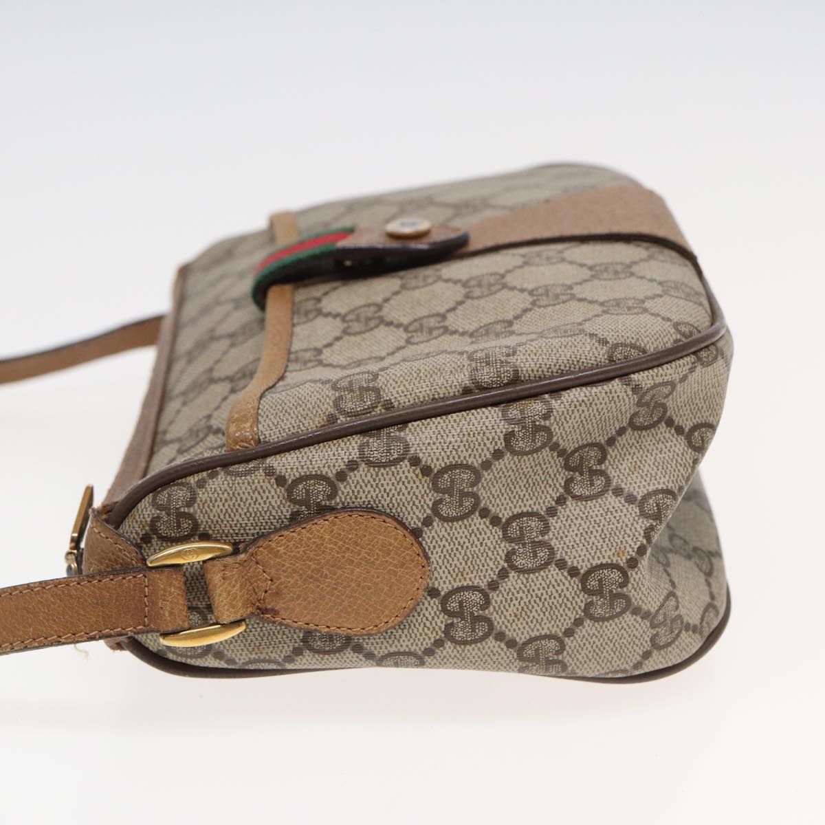 GUCCI GG Supreme Web Sherry Line Shoulder Bag PVC Beige Red 89 01 032 83419