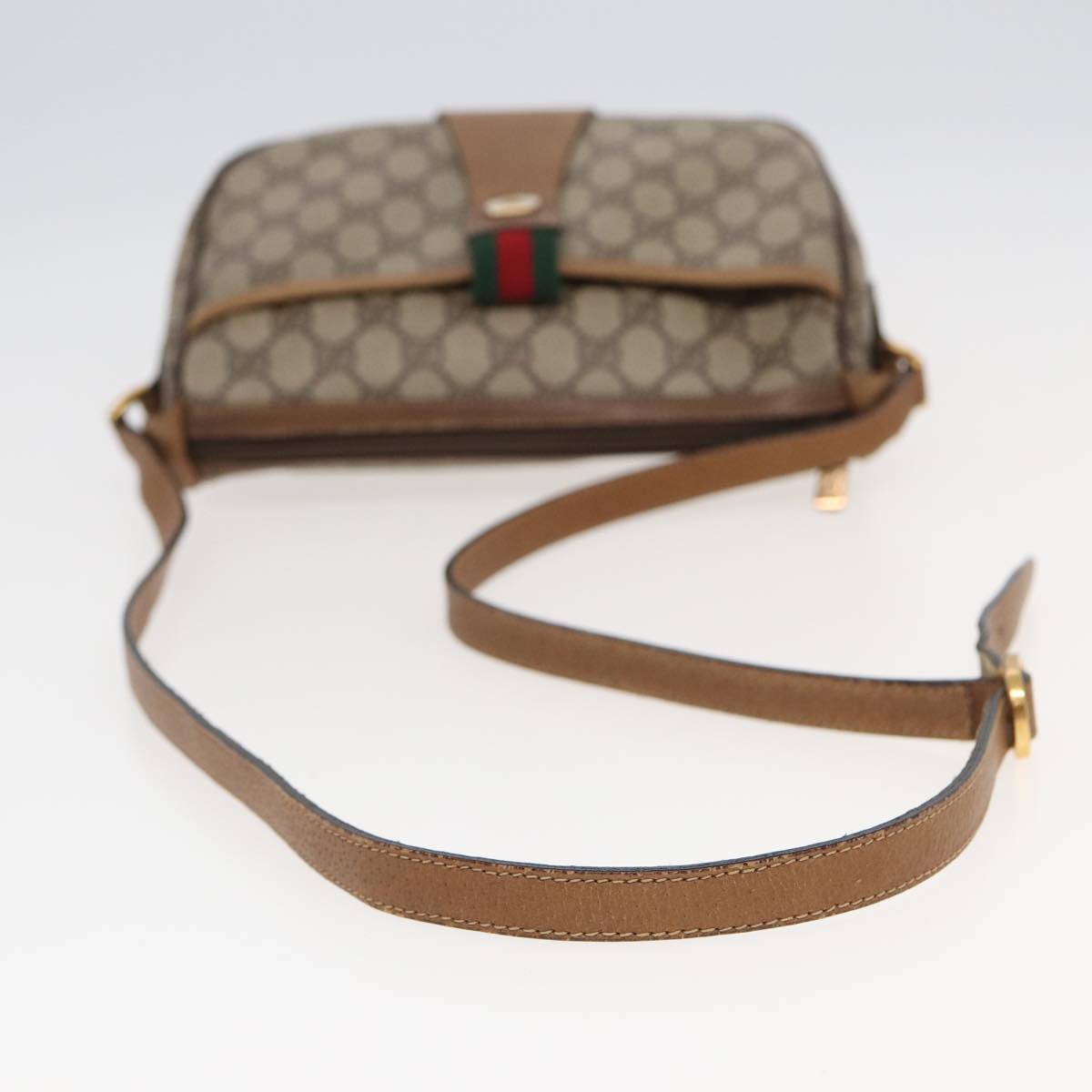GUCCI GG Supreme Web Sherry Line Shoulder Bag PVC Beige Red 89 01 032 83419