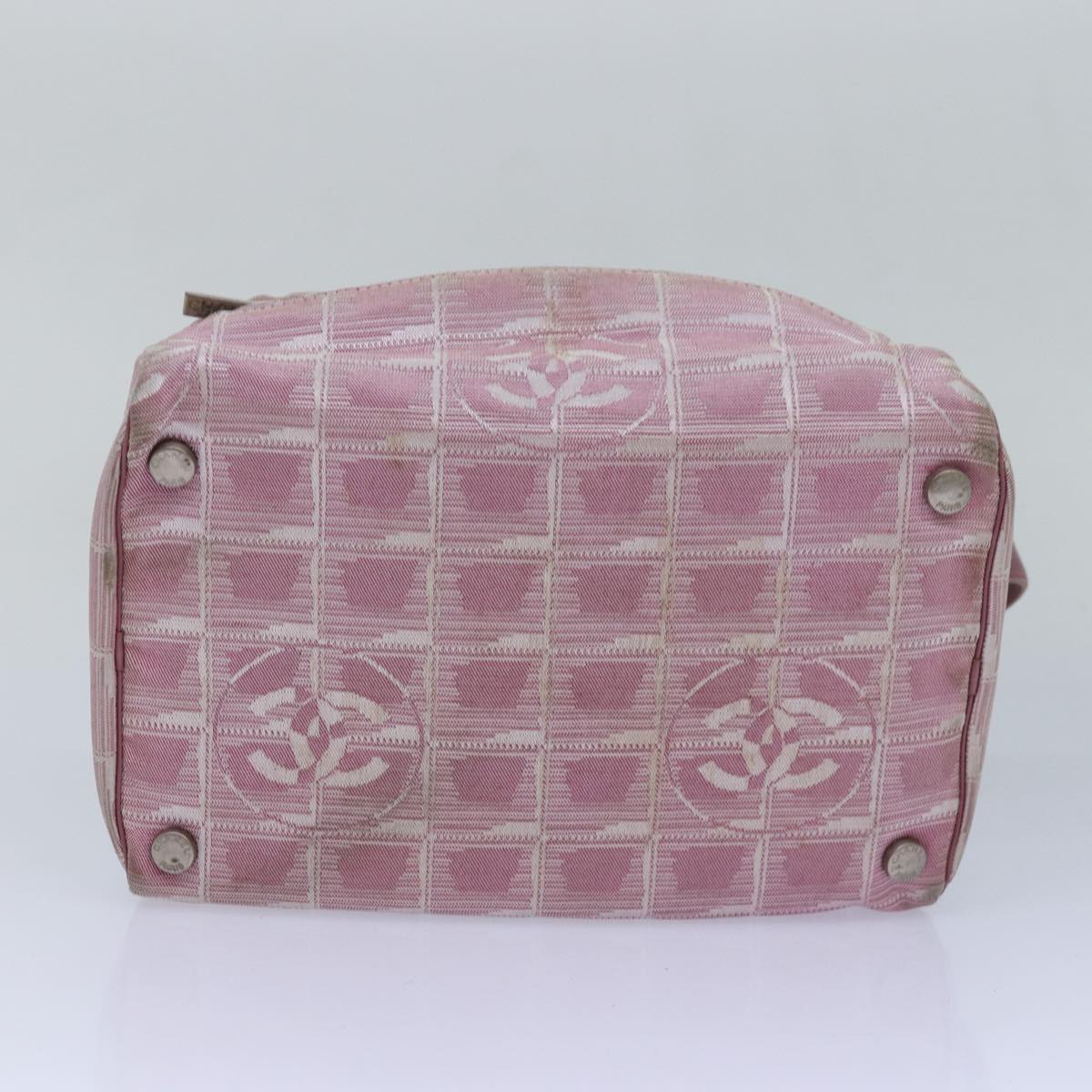 CHANEL New Travel Line Hand Bag Nylon Pink CC 83428