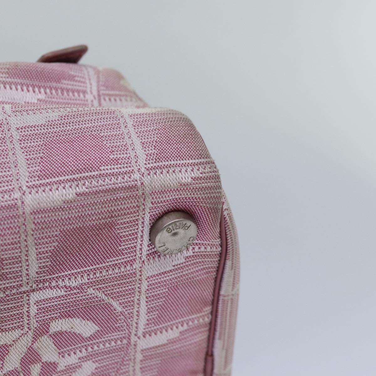 CHANEL New Travel Line Hand Bag Nylon Pink CC 83428