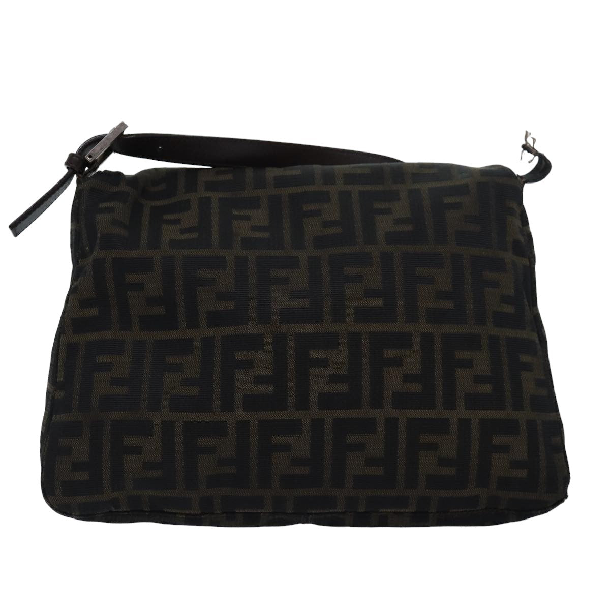 FENDI Zucca Canvas Mamma Baguette Shoulder Bag Brown Black 83447