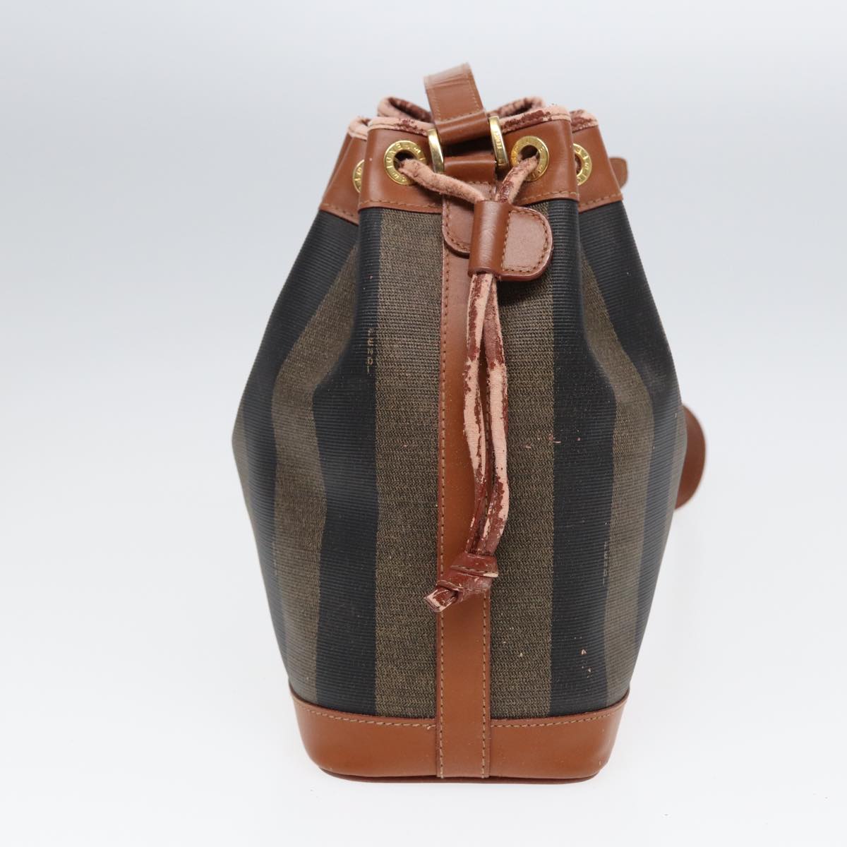 FENDI Pecan Canvas Shoulder Bag Brown Black 83448