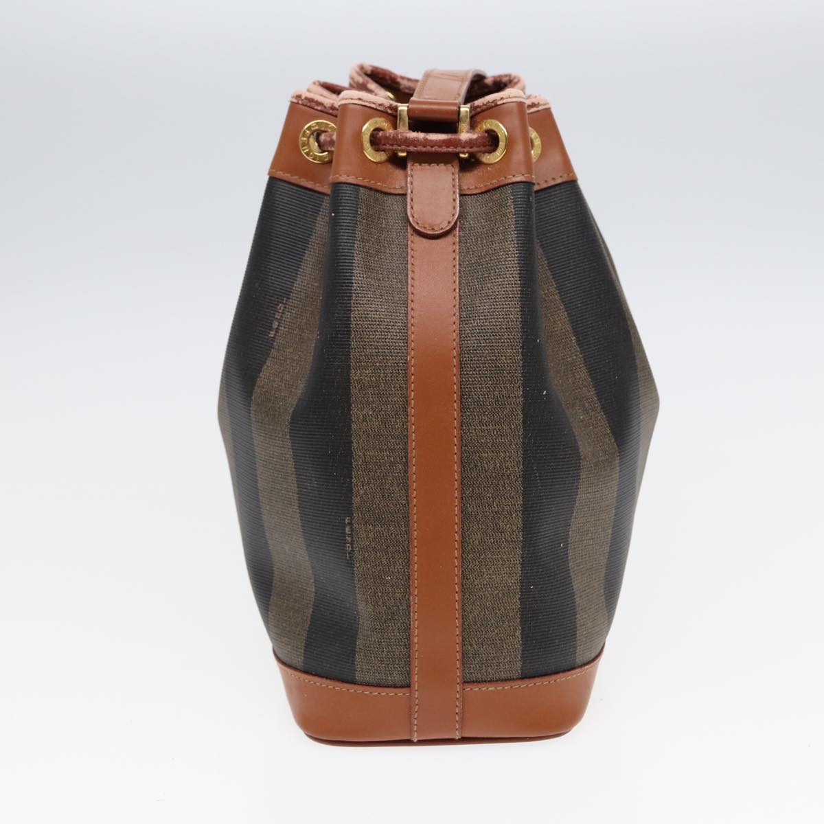 FENDI Pecan Canvas Shoulder Bag Brown Black 83448