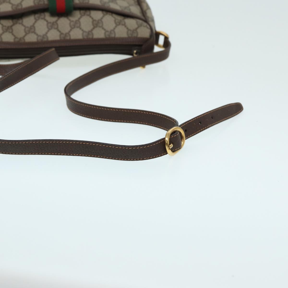 GUCCI GG canvas Web Sherry Line Shoulder Bag PVC Leather Beige 83475