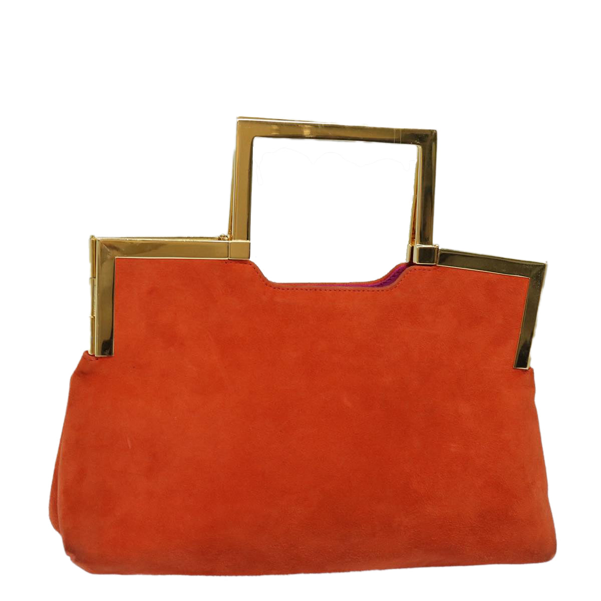 FENDI Hand Bag Suede Orange 83492