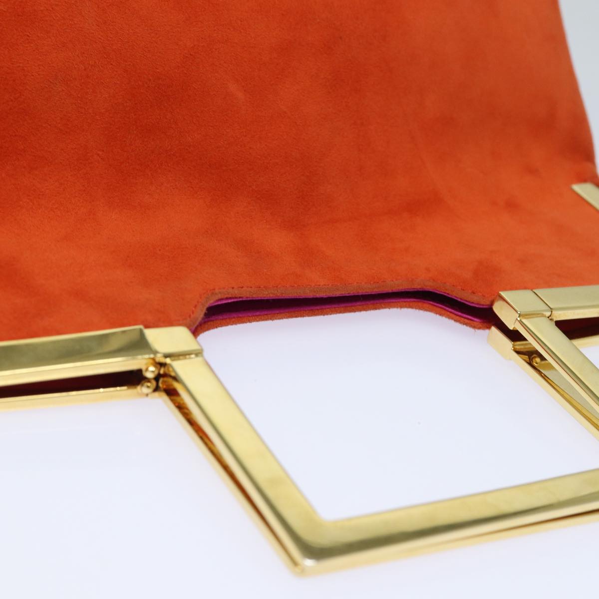 FENDI Hand Bag Suede Orange 83492
