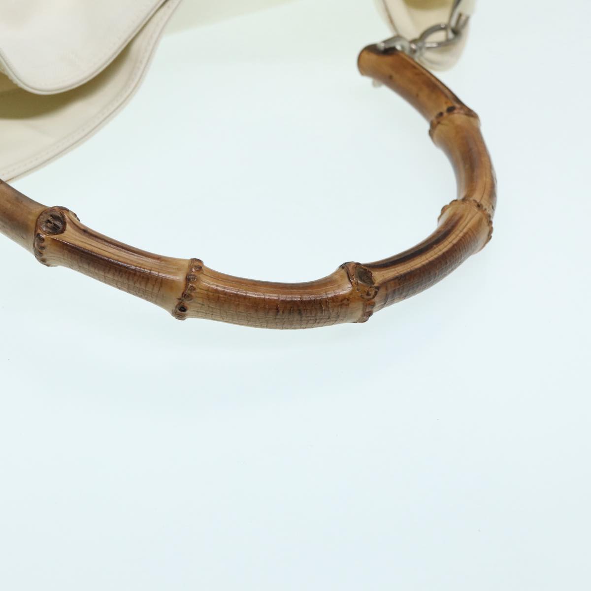 GUCCI Bamboo Hand Bag Canvas White 001 1705 1577 83496