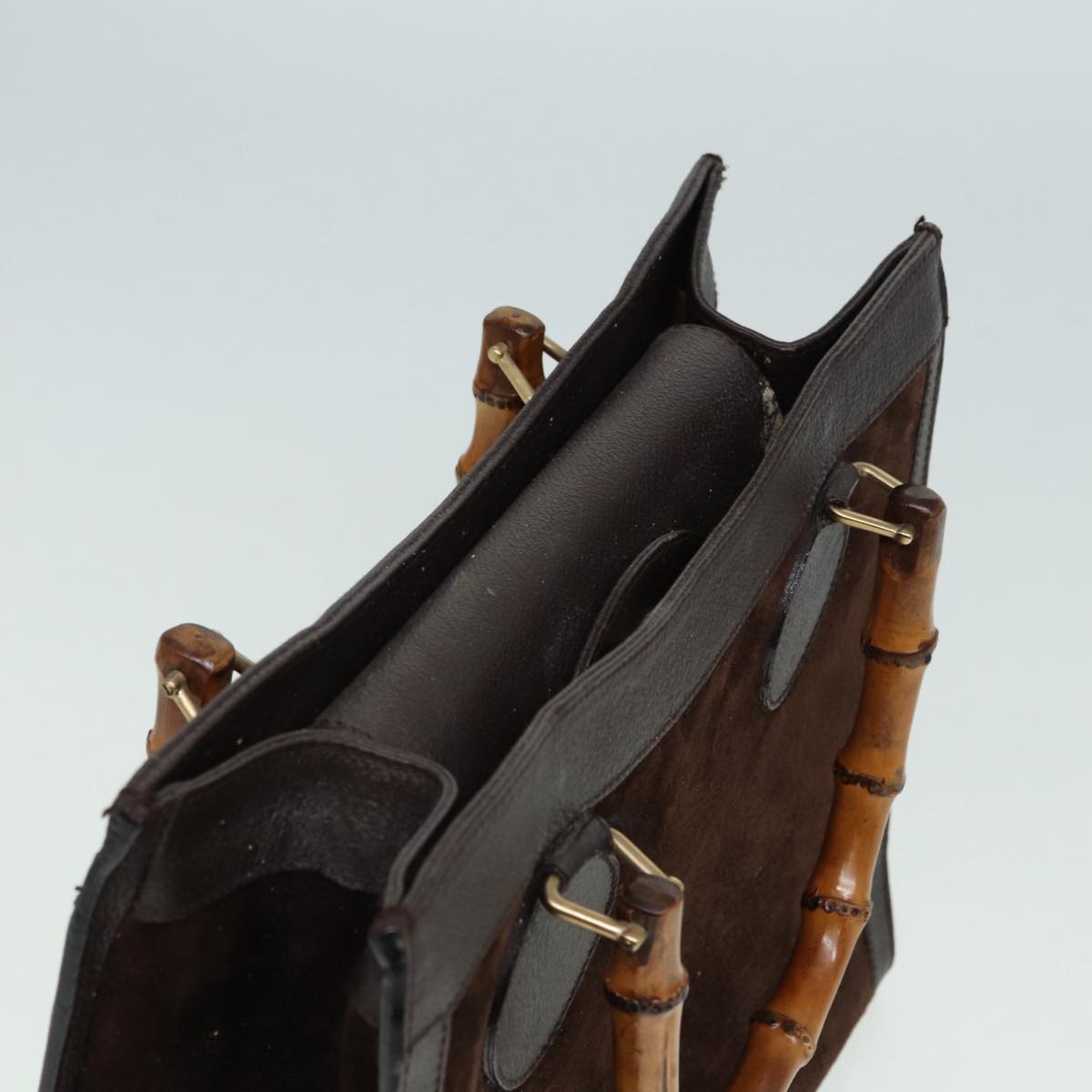 GUCCI Bamboo Hand Bag Suede Brown 002 1186 026 83499
