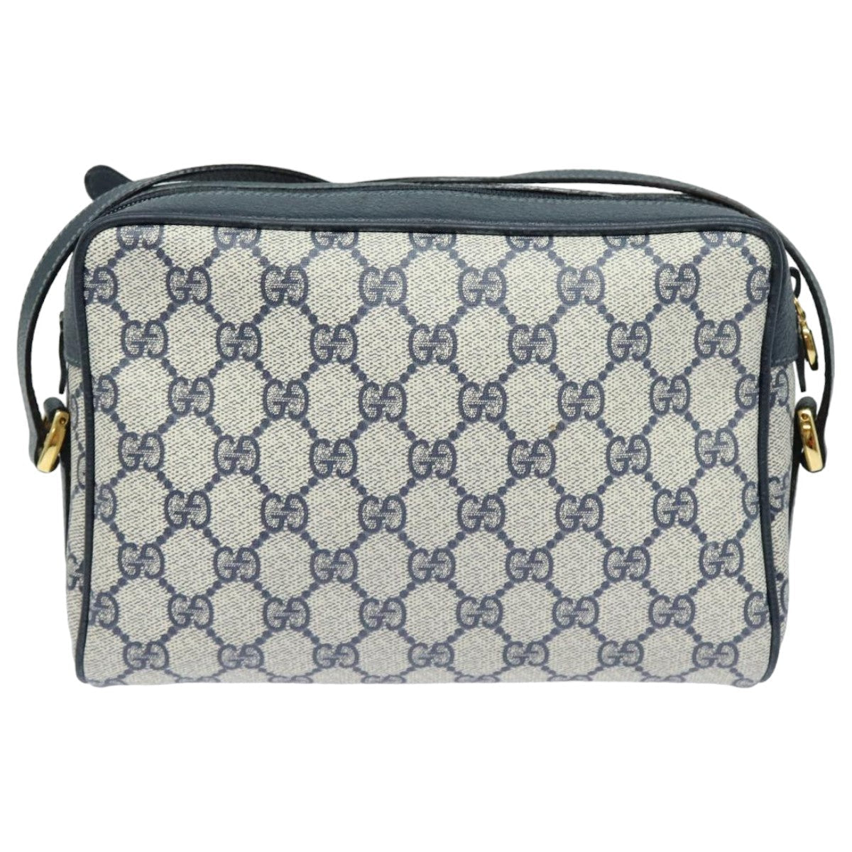 GUCCI GG Supreme Sherry Line Shoulder Bag PVC Navy Red 83572