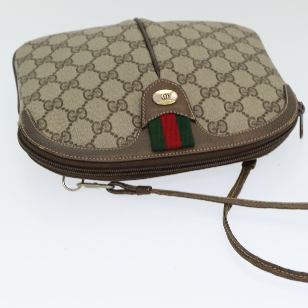 GUCCI GG Supreme Web Sherry Line Shoulder Bag PVC Beige 904 02 047 83663