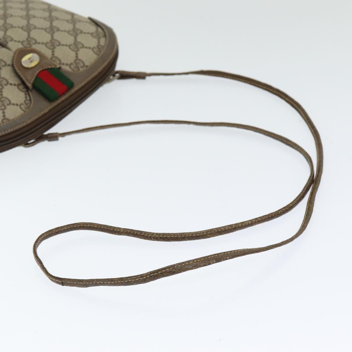 GUCCI GG Supreme Web Sherry Line Shoulder Bag PVC Beige 904 02 047 83663