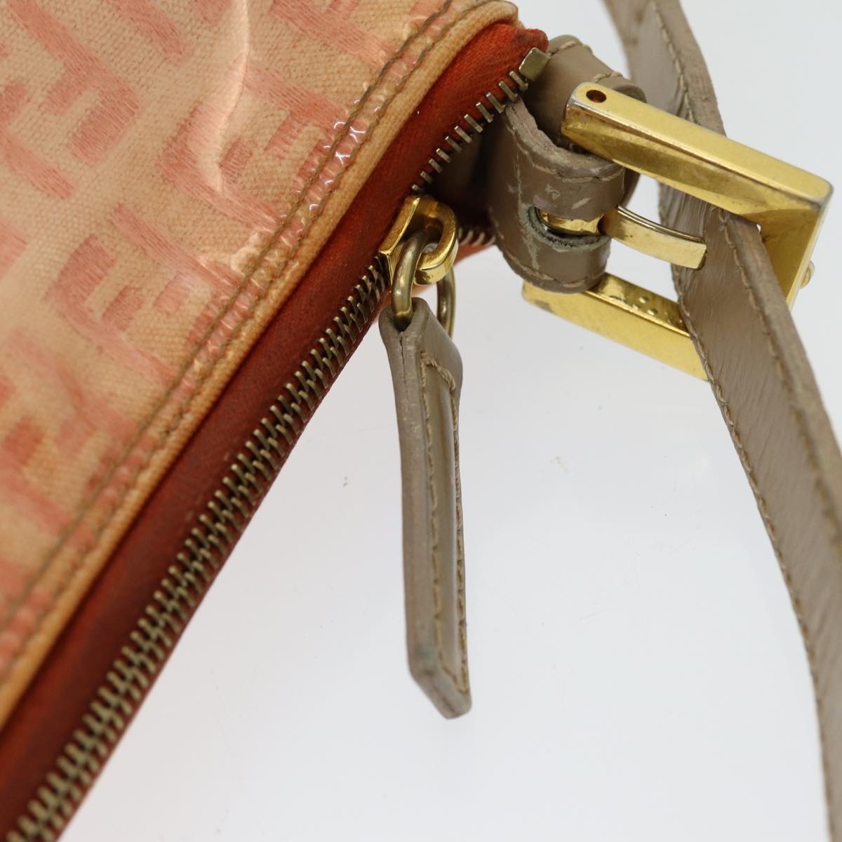 FENDI Zucchino Canvas Hand Bag Enamel Orange 83668
