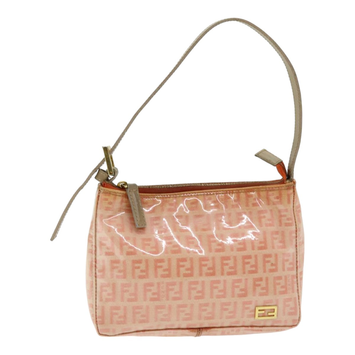 FENDI Zucchino Canvas Hand Bag Enamel Orange 83668