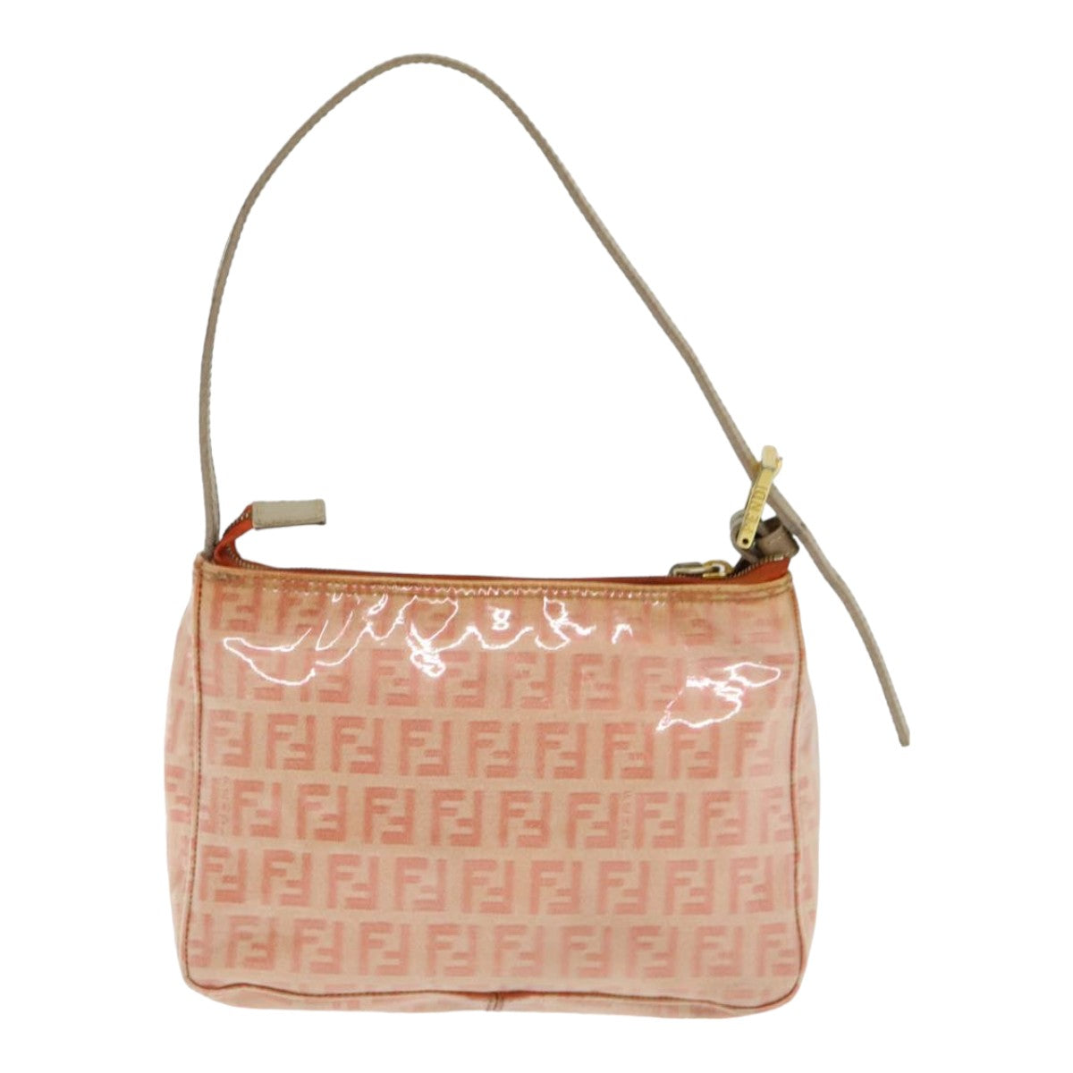 FENDI Zucchino Canvas Hand Bag Enamel Orange 83668