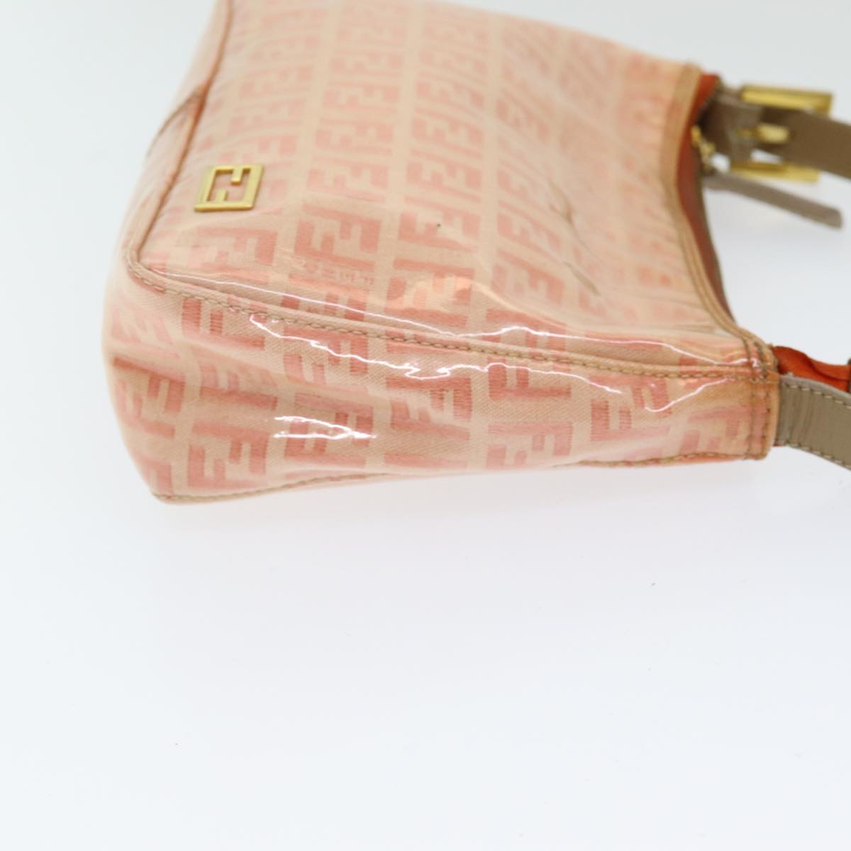 FENDI Zucchino Canvas Hand Bag Enamel Orange 83668