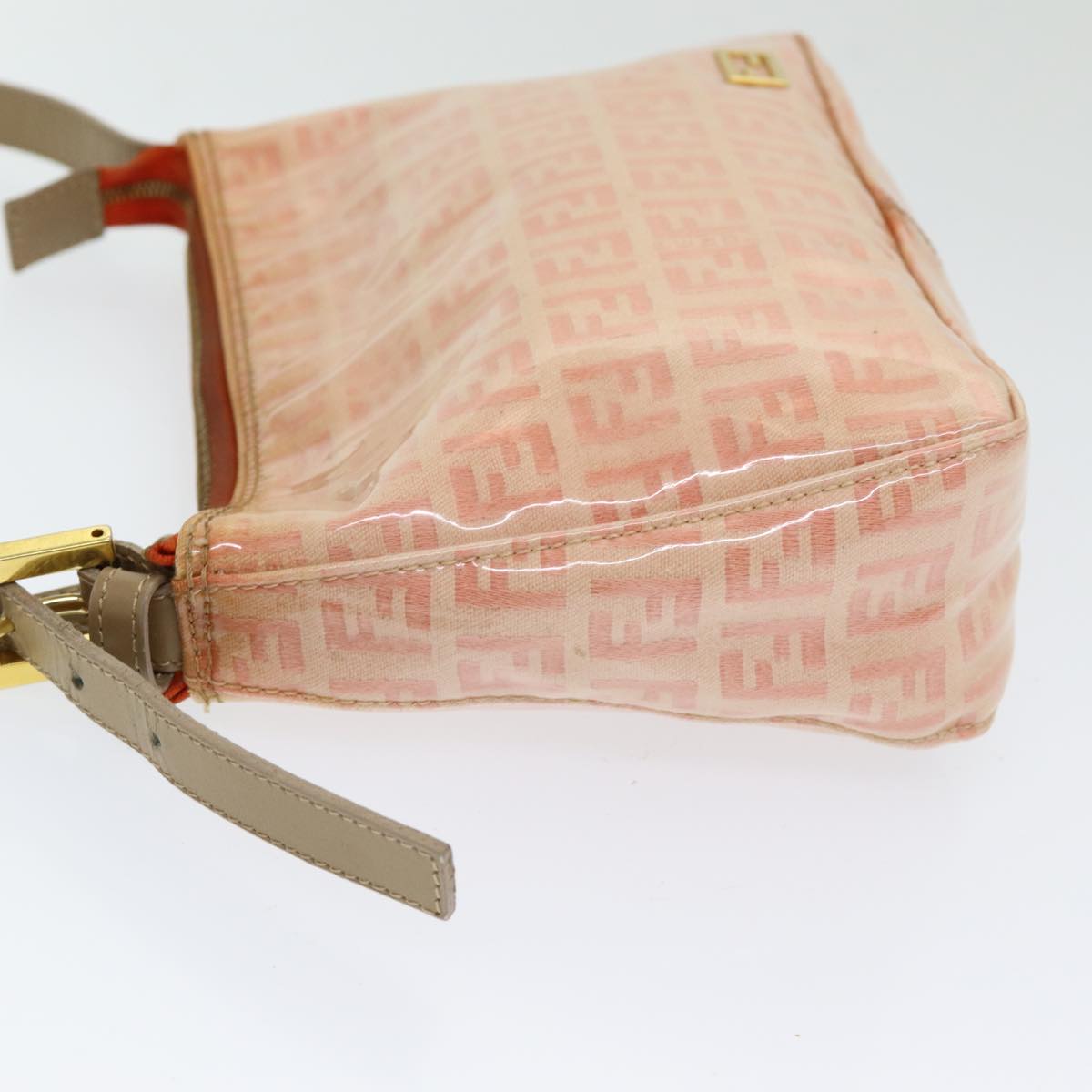 FENDI Zucchino Canvas Hand Bag Enamel Orange 83668