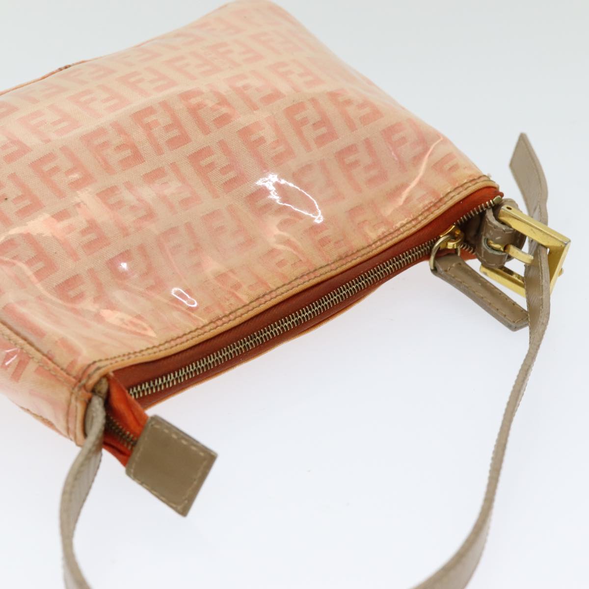 FENDI Zucchino Canvas Hand Bag Enamel Orange 83668