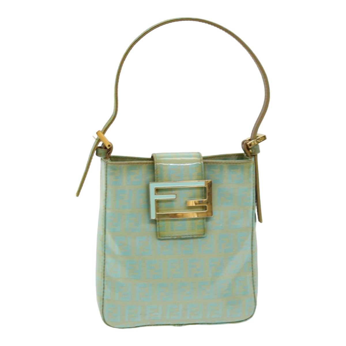 FENDI Zucchino Canvas Mamma Baguette Hand Bag Enamel 83669