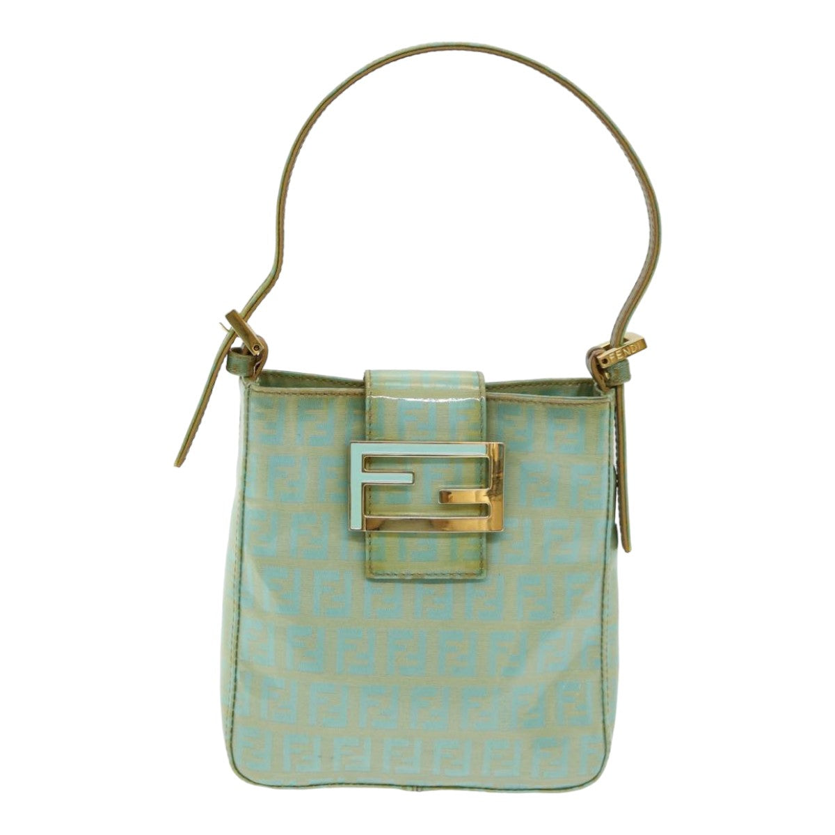 FENDI Zucchino Canvas Mamma Baguette Hand Bag Enamel 83669