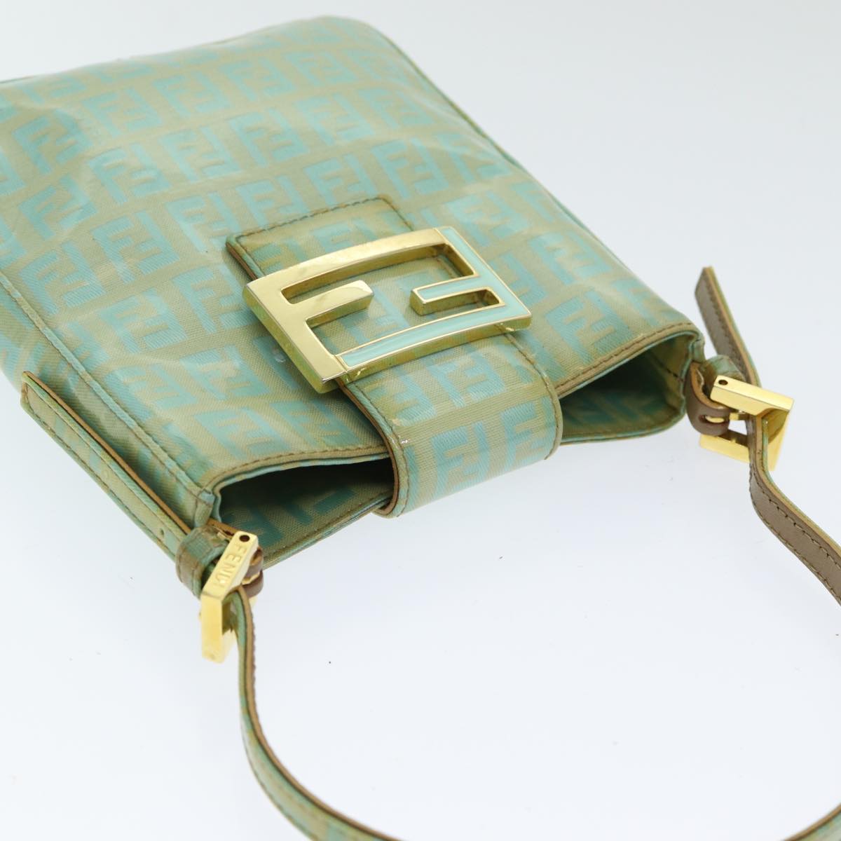 FENDI Zucchino Canvas Mamma Baguette Hand Bag Enamel 83669