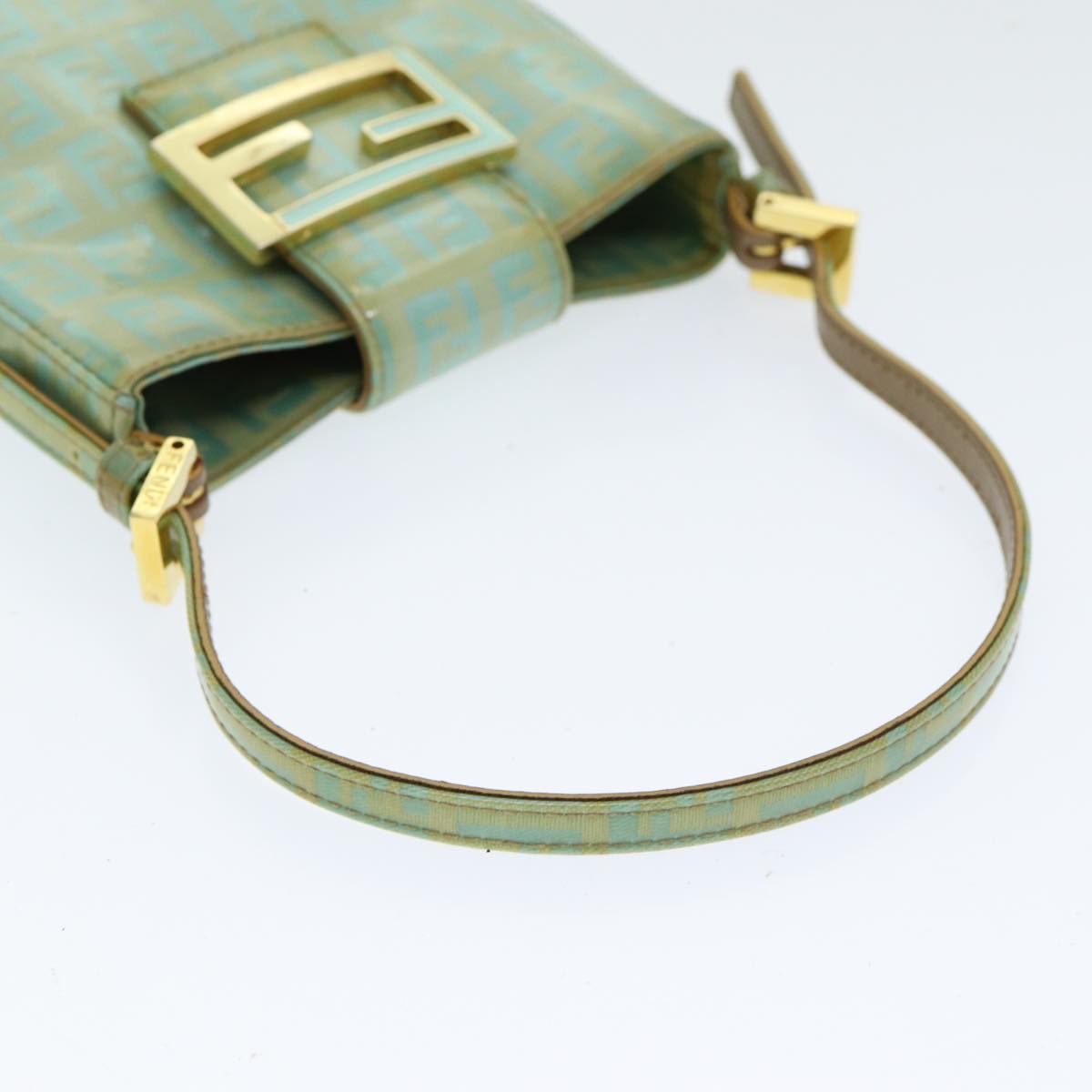 FENDI Zucchino Canvas Mamma Baguette Hand Bag Enamel 83669