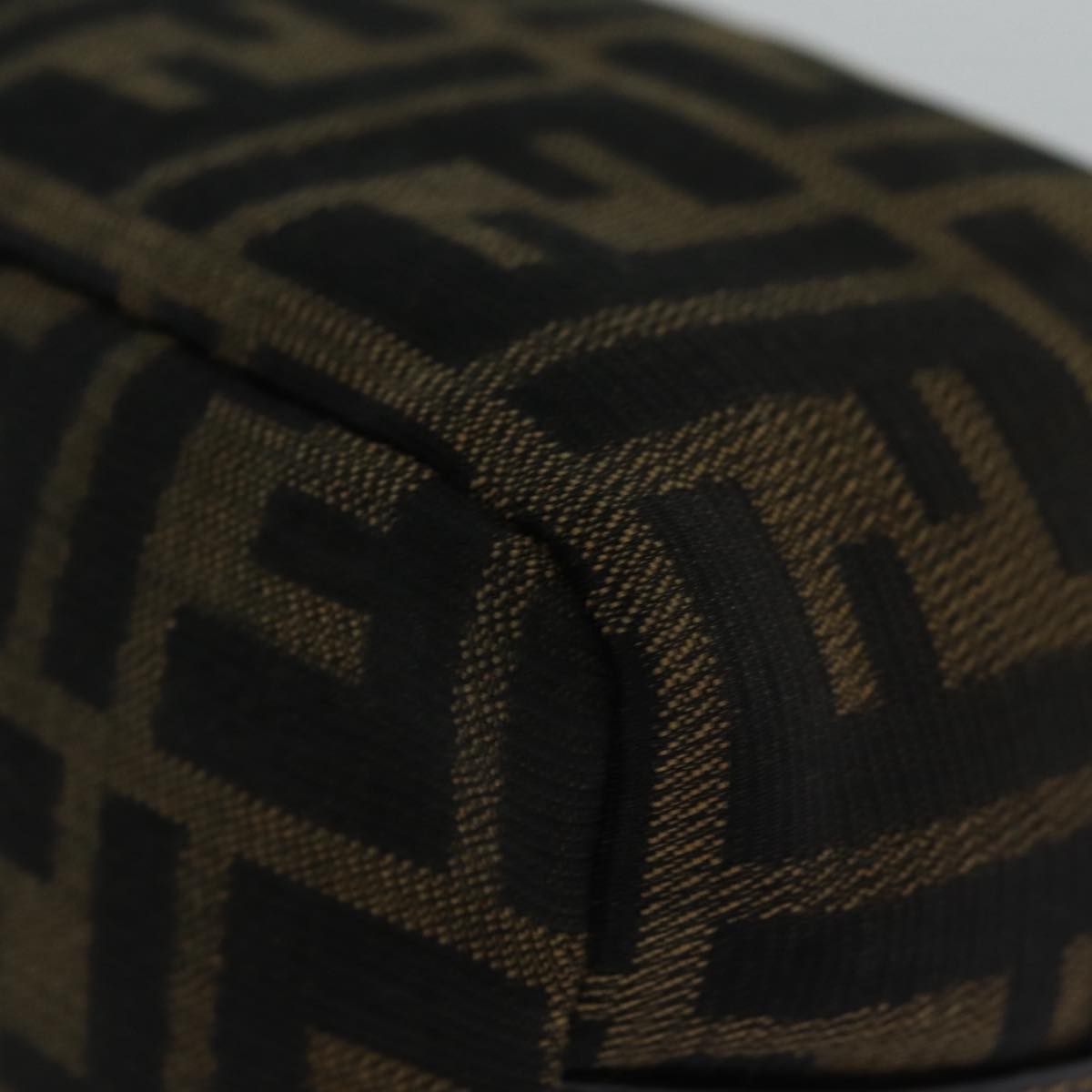 FENDI Zucca Canvas Hand Bag Brown Black 83670