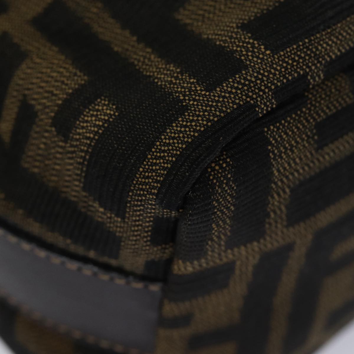 FENDI Zucca Canvas Hand Bag Brown Black 83670