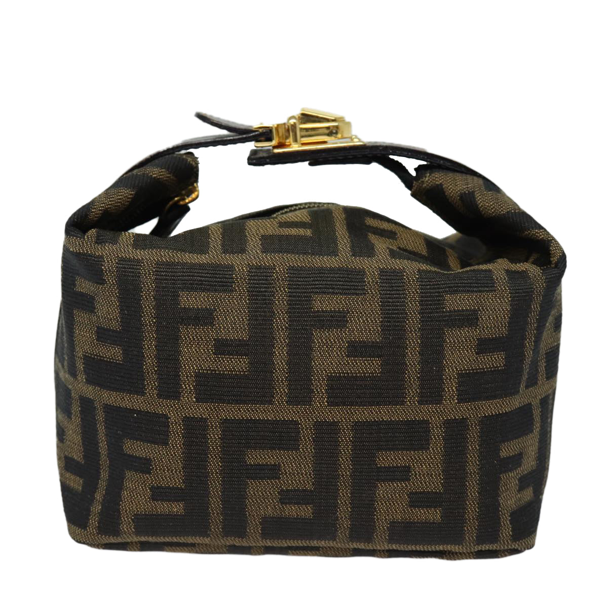 FENDI Zucca Canvas Hand Bag Brown Black 83670