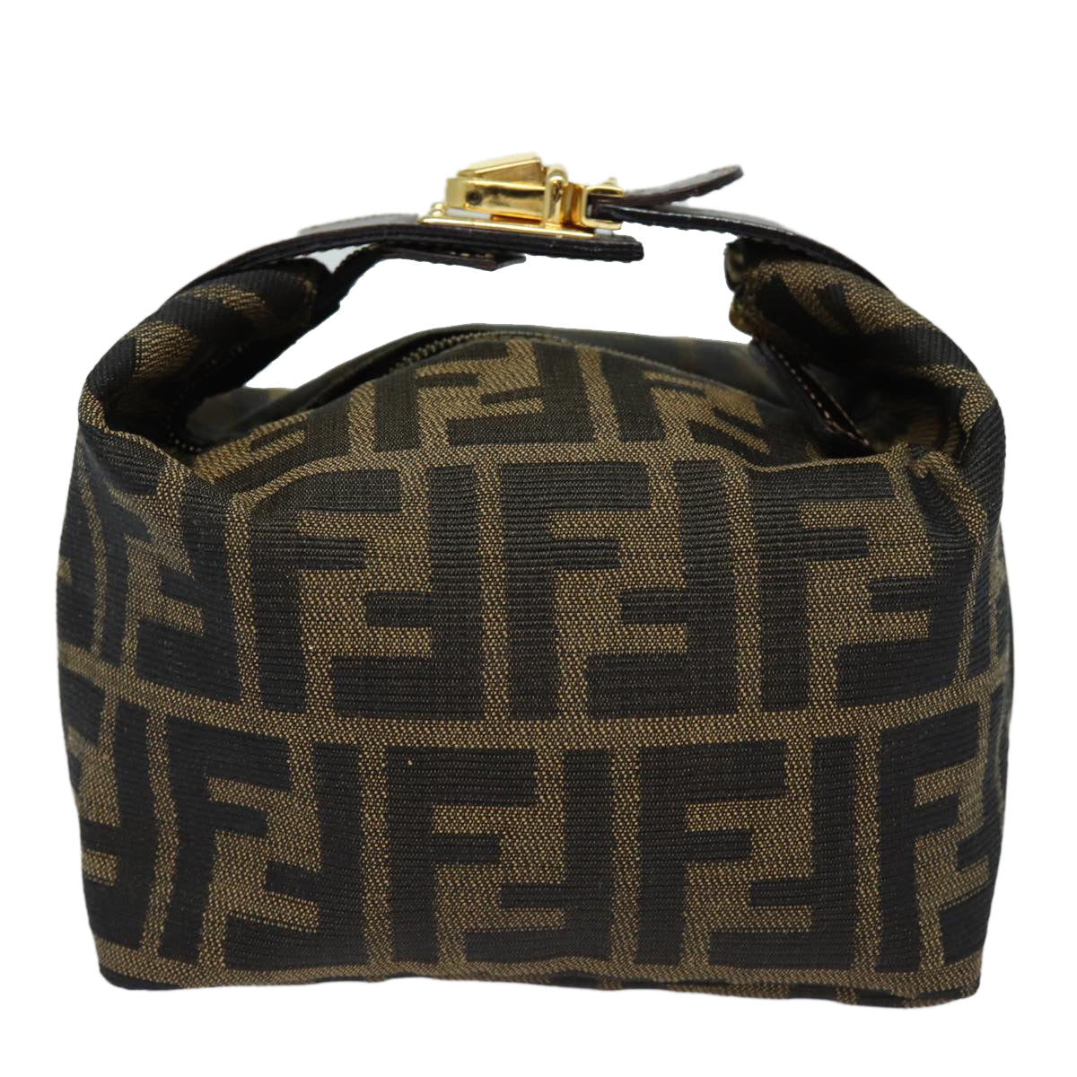 FENDI Zucca Canvas Hand Bag Brown Black 83670